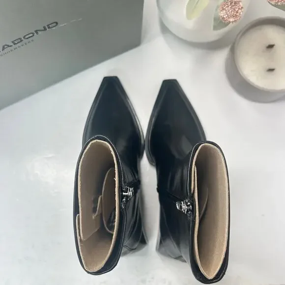 Vagabond Vivian Leather Chunky Block Heel Pointed Toe Boot Black Women 6/EU36NWB - Picture 5 of 9